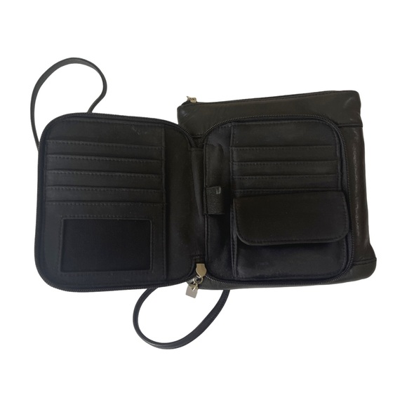 Vintage HOBO International Black Leather Crossbody Organizer Bag - Picture 3 of 6